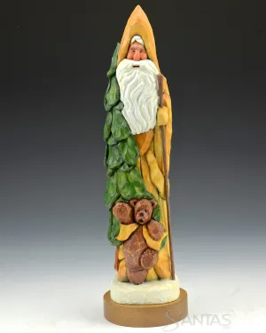 11 inch Natural Santa with Bear and Tree