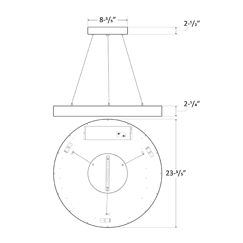 24 Inch LED Architectural Round Suspended Up/Down Panel Light
