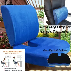 2PC SET - Non Slip High Resilience Memory Foam Coccyx Seat Pad   Lumbar Cushion