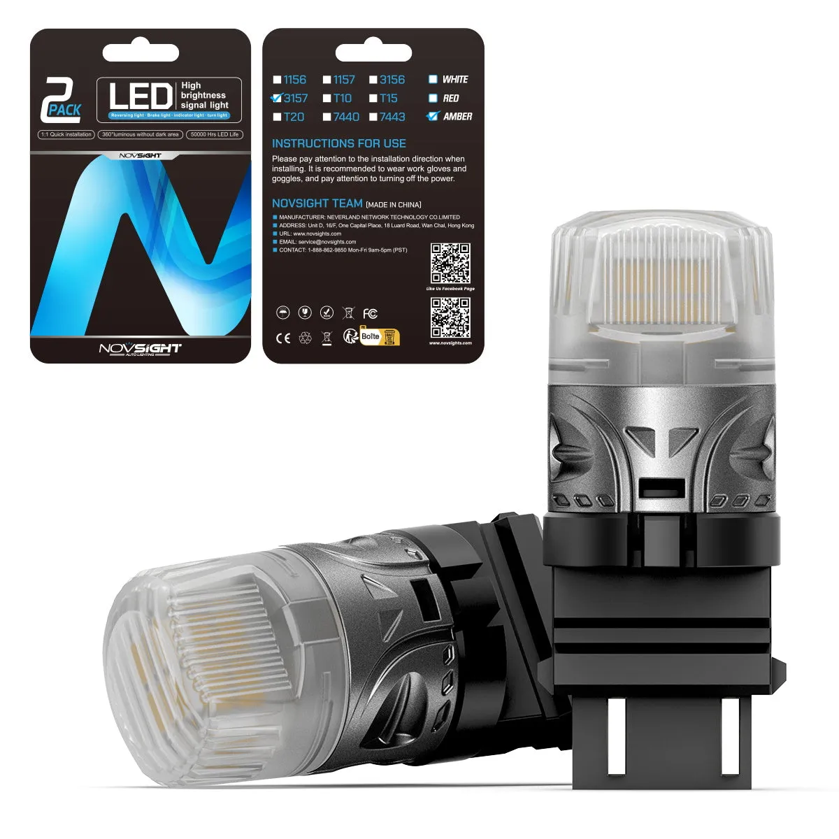 3157 3047 3057 3155 3157 3157AV LED Bulbs for Rear Front Brake Lights Back Up Reverse Lights - White/Yellow/Red