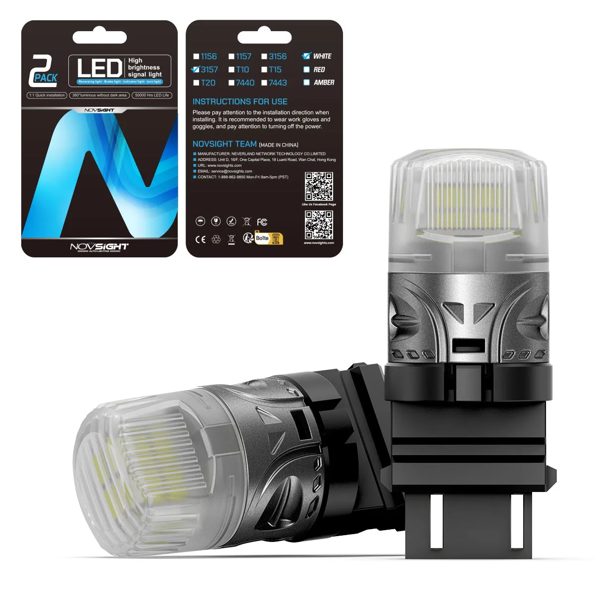 3157 3047 3057 3155 3157 3157AV LED Bulbs for Rear Front Brake Lights Back Up Reverse Lights - White/Yellow/Red