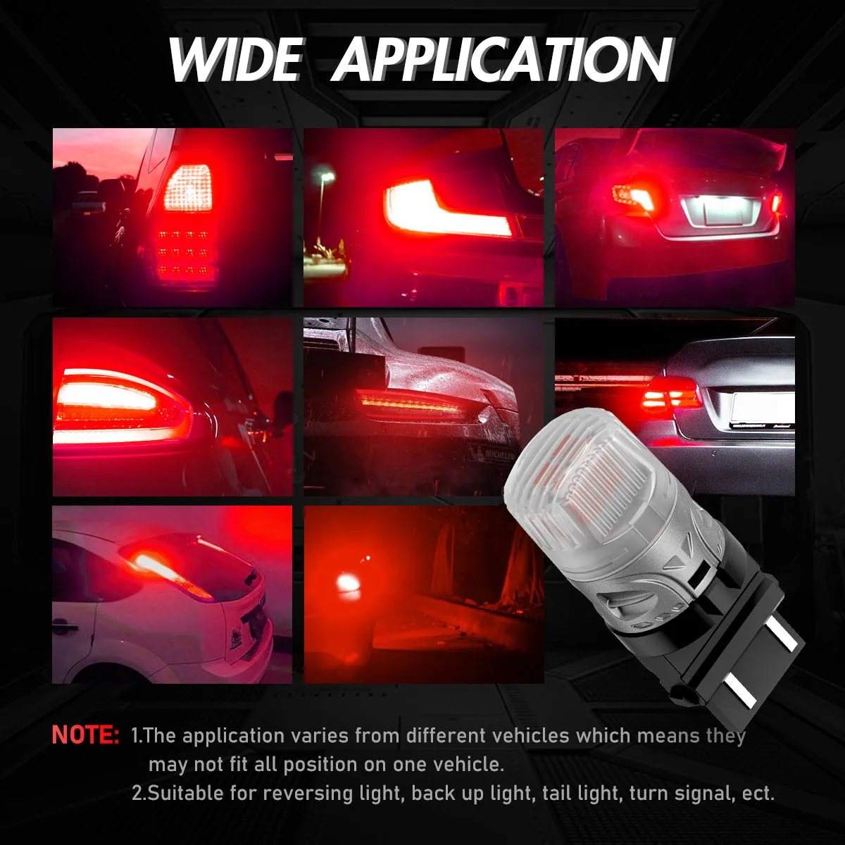 3157 3047 3057 3155 3157 3157AV LED Bulbs for Rear Front Brake Lights Back Up Reverse Lights - White/Yellow/Red