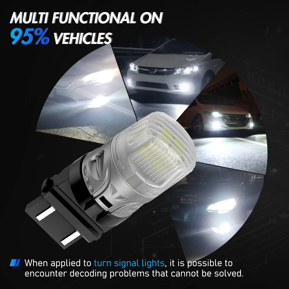 3157 3047 3057 3155 3157 3157AV LED Bulbs for Rear Front Brake Lights Back Up Reverse Lights - White/Yellow/Red
