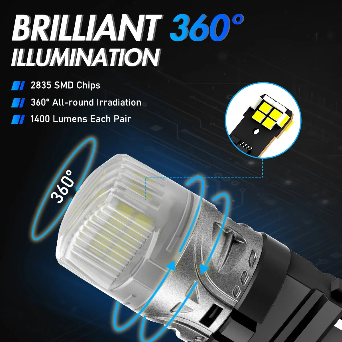 3157 3047 3057 3155 3157 3157AV LED Bulbs for Rear Front Brake Lights Back Up Reverse Lights - White/Yellow/Red