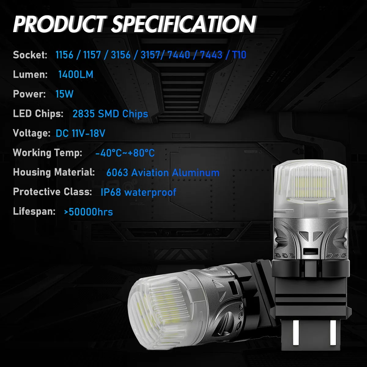3157 3047 3057 3155 3157 3157AV LED Bulbs for Rear Front Brake Lights Back Up Reverse Lights - White/Yellow/Red