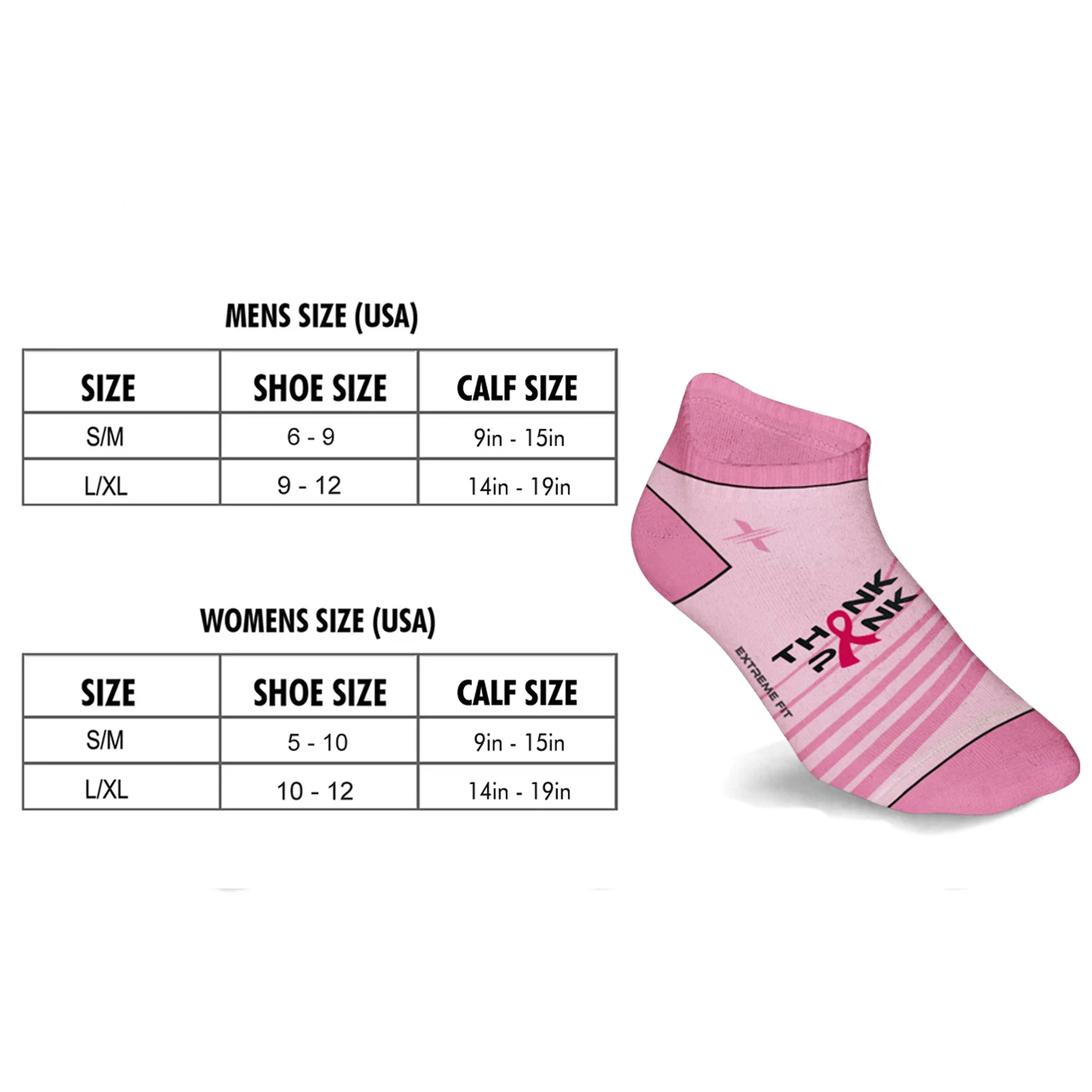 6-Pairs: Breast Cancer Awareness Ankle Compression Socks