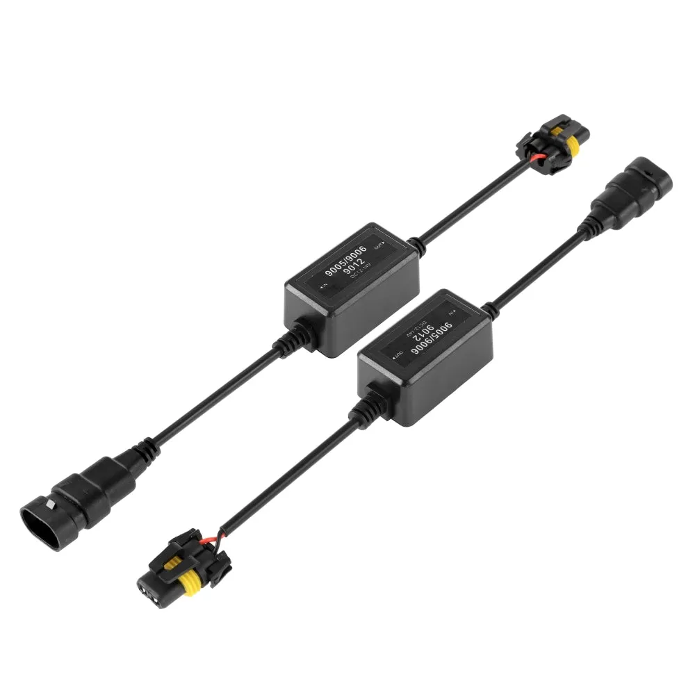 9005/HB3 C10-Model Enhanced LED Headlight Bulbs Canbus Decoder Anti-Flicker Hyper Flash No Warning Harness Resistor Conversion Kit 2pcs/set