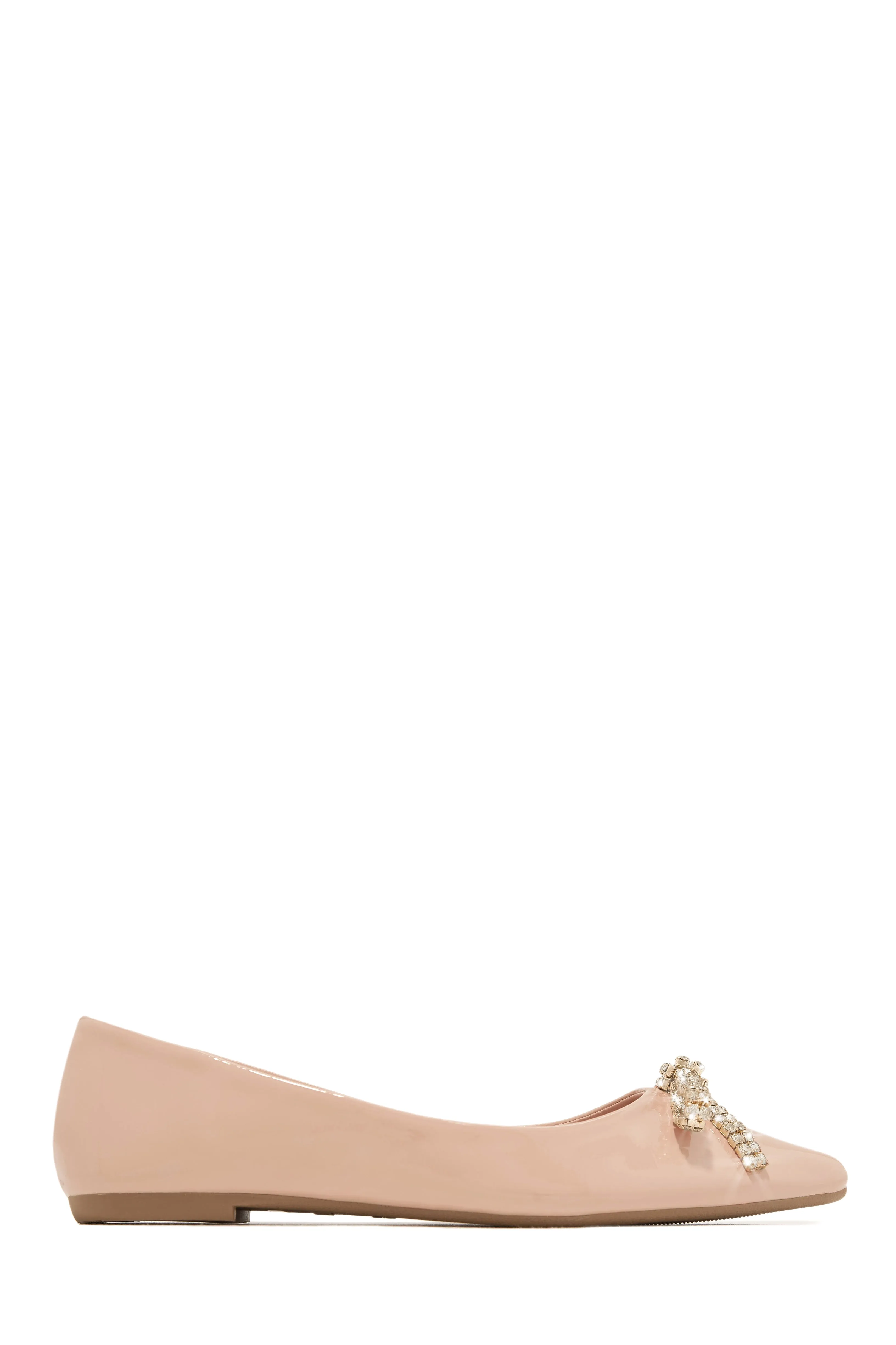 Alania Bow Embellished Pointed Toe Flats - Nude
