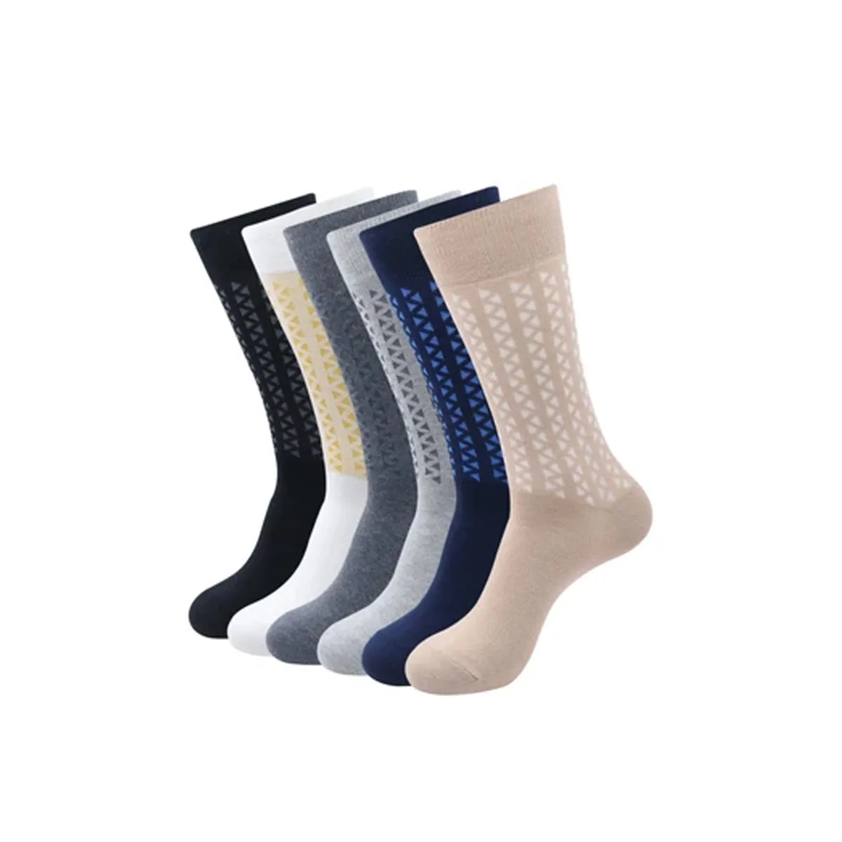 Balenzia Men's Cotton Crew/Calf length socks-(Pack of 6 Pairs/1U) (Black,White,Navy,L.Grey,D.Grey,Beige)