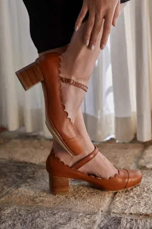 Vintage Camel Bonita Mary Jane Leather Heels - Chic & Timeless Womens Shoe