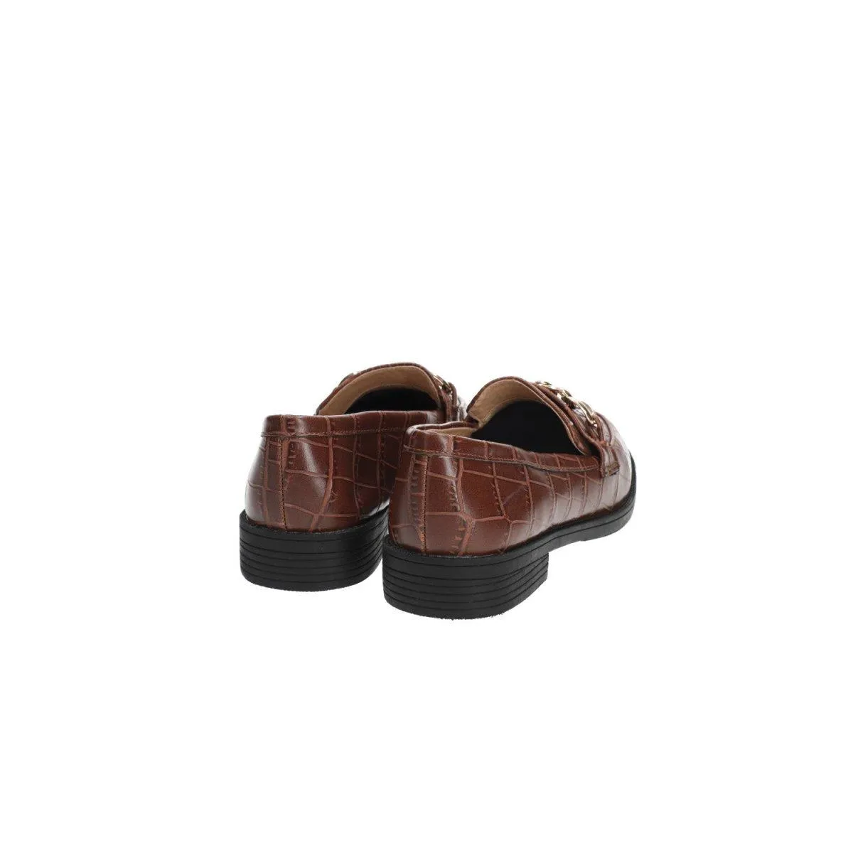 Camaieu Croc Embossed Casual Loafers Leather Brown Colour For Women