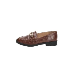 Camaieu Croc Embossed Casual Loafers Leather Brown Colour For Women