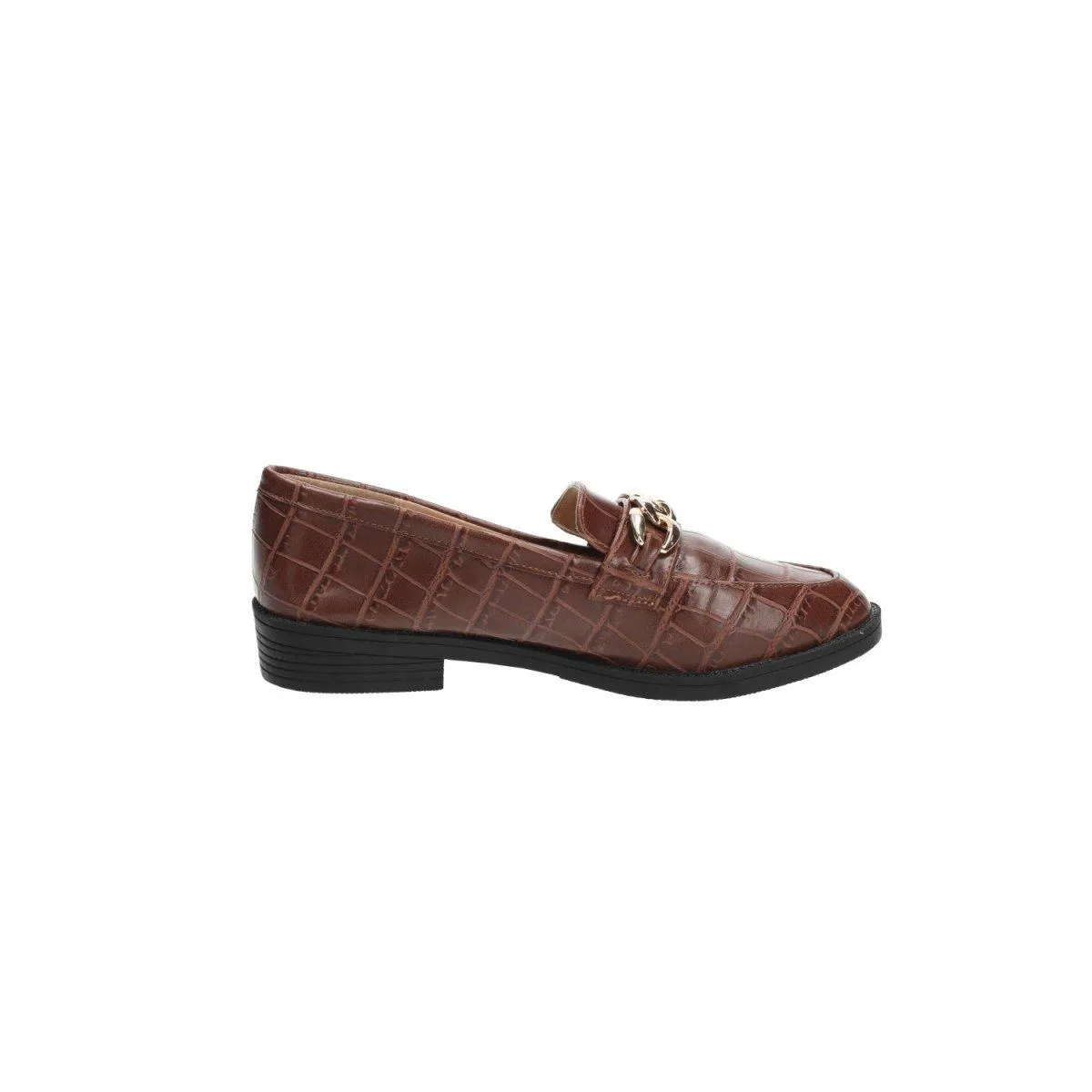 Camaieu Croc Embossed Casual Loafers Leather Brown Colour For Women