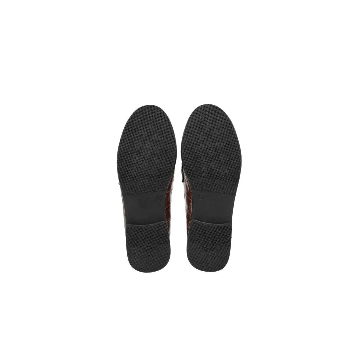Camaieu Croc Embossed Casual Loafers Leather Brown Colour For Women