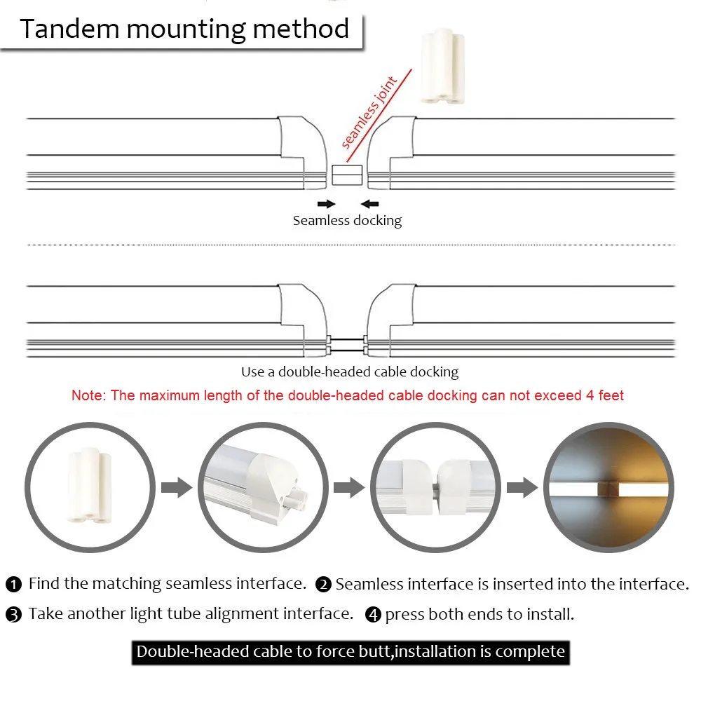 (CASE OF 25) Linkable LED T8 4ft 72w 10,944 Lumen CLEAR LENS (NO RF) Quad-Row w/Mounting Hardware