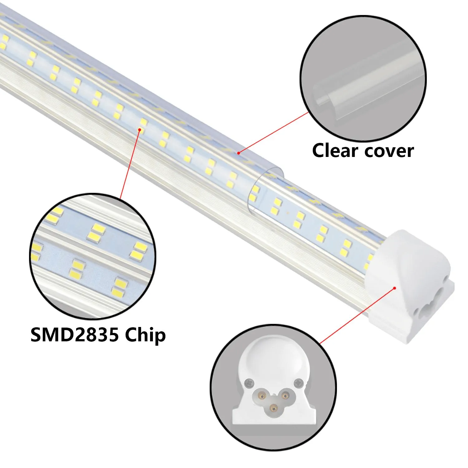 (CASE OF 25) Linkable LED T8 4ft 72w 10,944 Lumen CLEAR LENS (NO RF) Quad-Row w/Mounting Hardware
