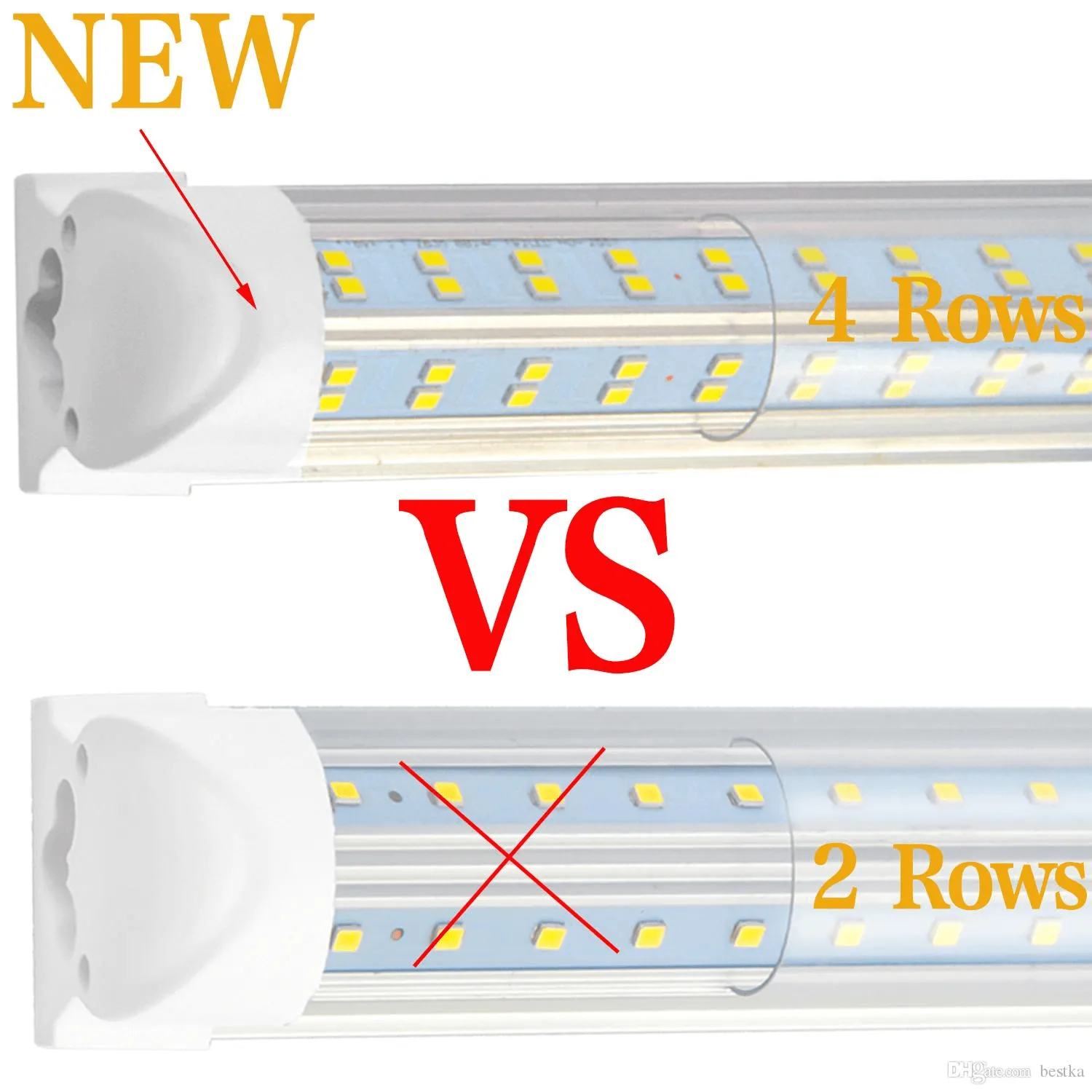 (CASE OF 25) Linkable LED T8 4ft 72w 10,944 Lumen CLEAR LENS (NO RF) Quad-Row w/Mounting Hardware