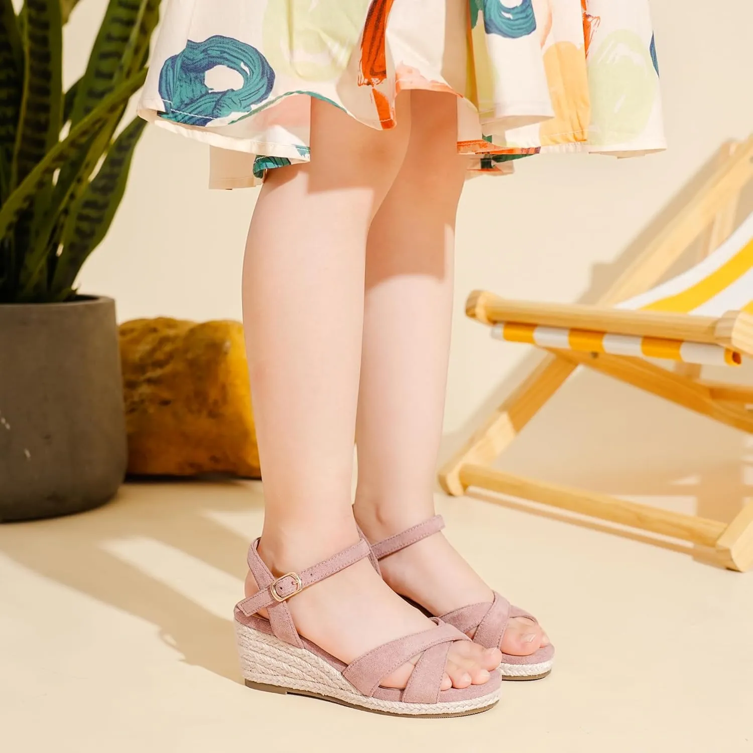 Girls Wedge Sandals Espadrilles Flatform Open Toe Dressy Girls Heels Summer Shoes Little Big Kid