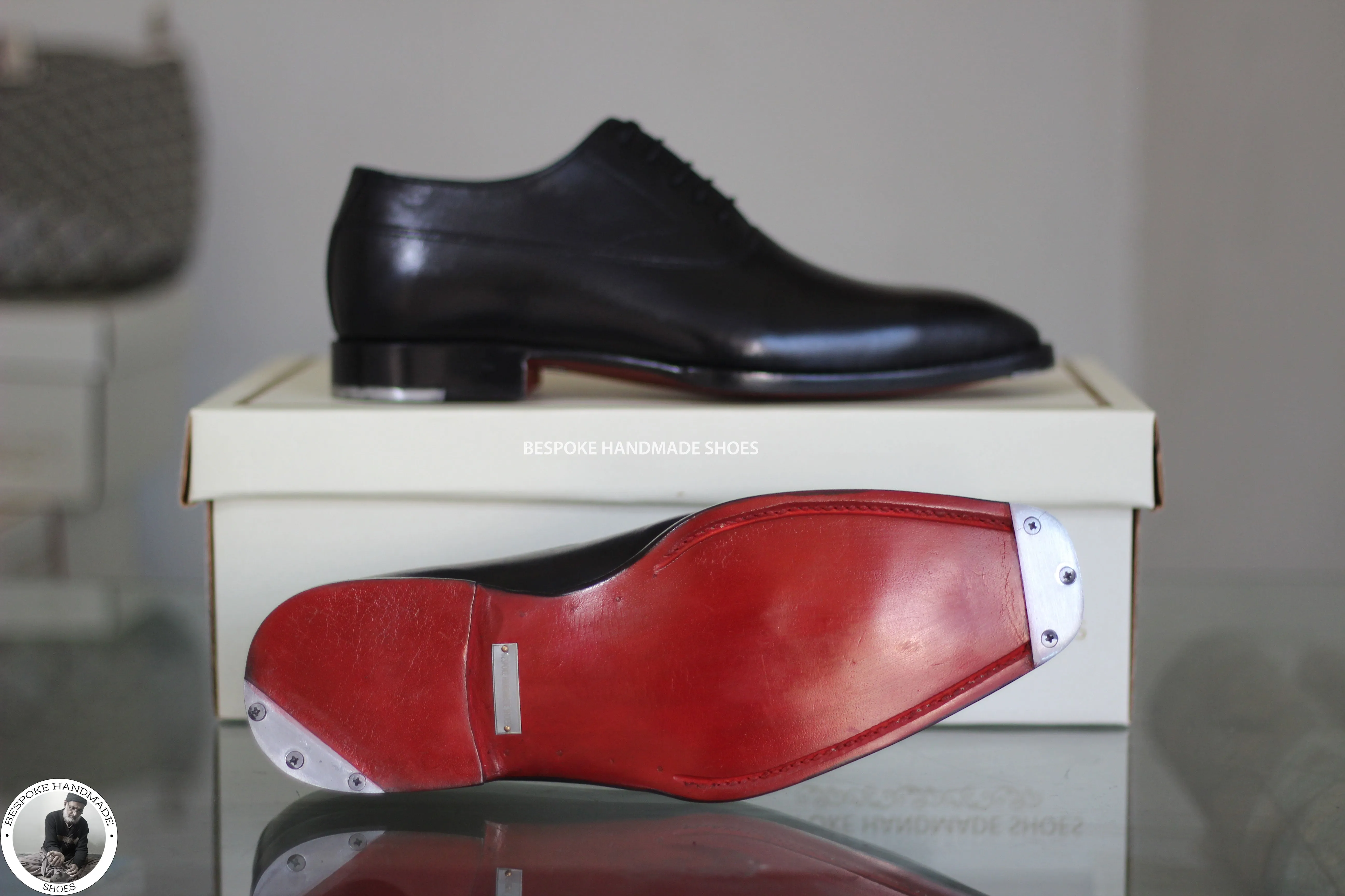 Handcrafted Premium Quality Black Leather Oxford Lace up Whole Cut Dress Shoes