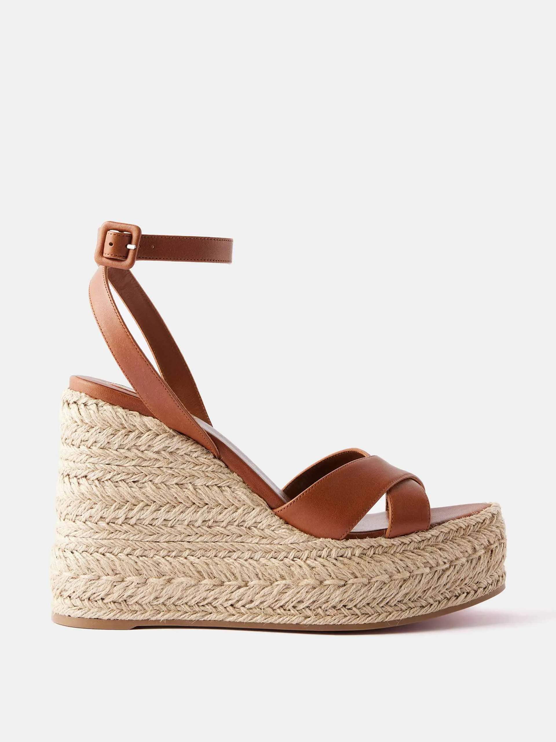 Leather espadrille wedges