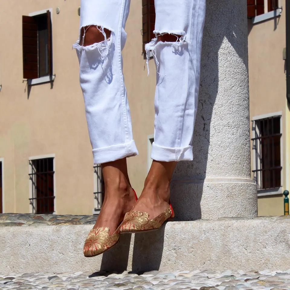 Lilian of Banaras Red Ballet Flats
