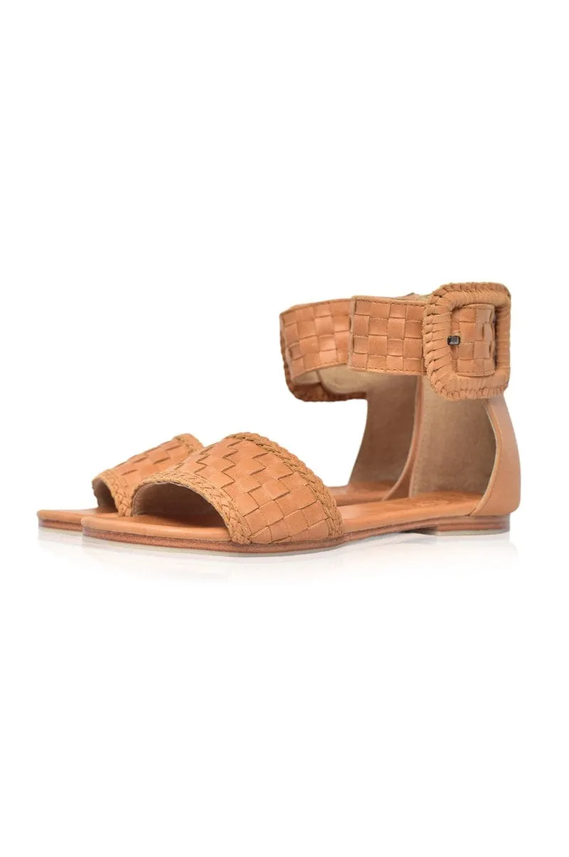 Madagascar Woven Leather Sandals in Emerald