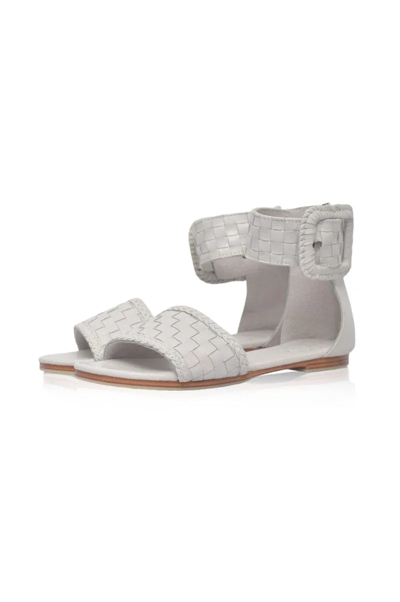 Madagascar Woven Leather Sandals in Emerald