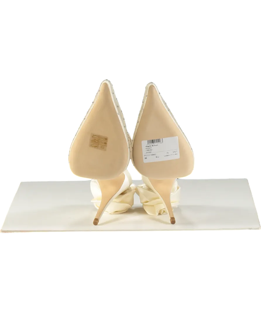 Magda Butrym  Ivory Floral-appliqué Crystal Embellished Mesh Mules UK 5 EU 38 👠
