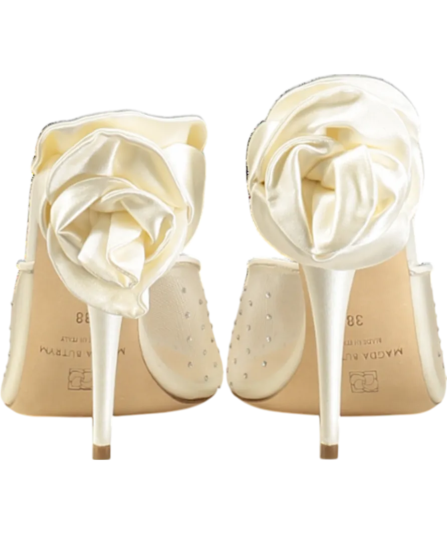 Magda Butrym  Ivory Floral-appliqué Crystal Embellished Mesh Mules UK 5 EU 38 👠