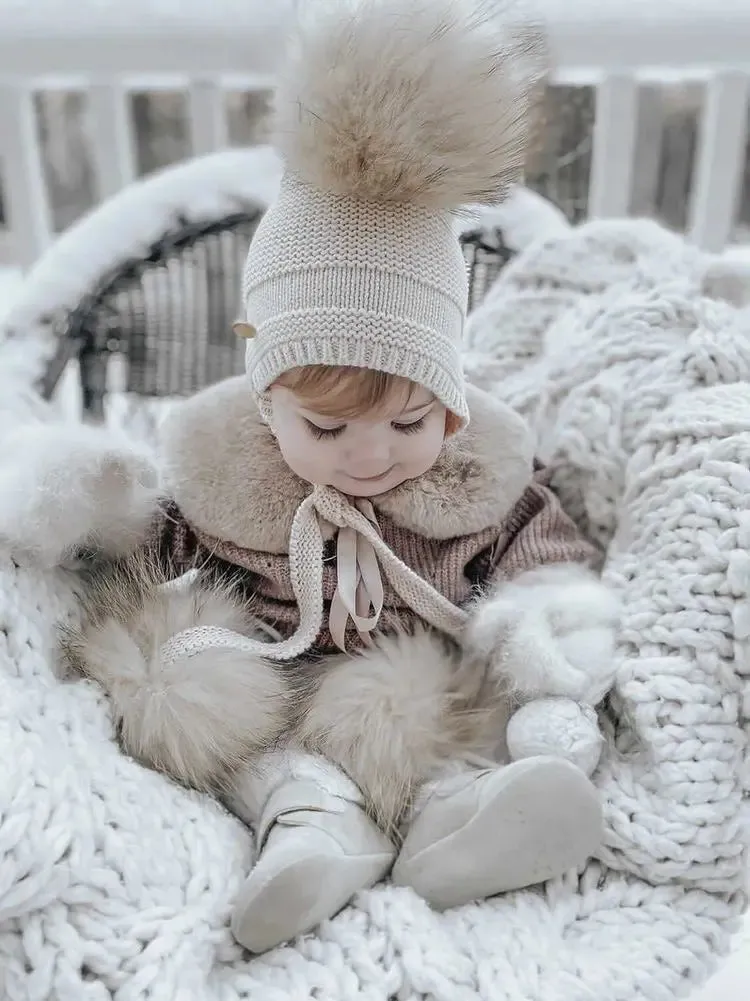 Manuella- Ivory Suede Baby Boots