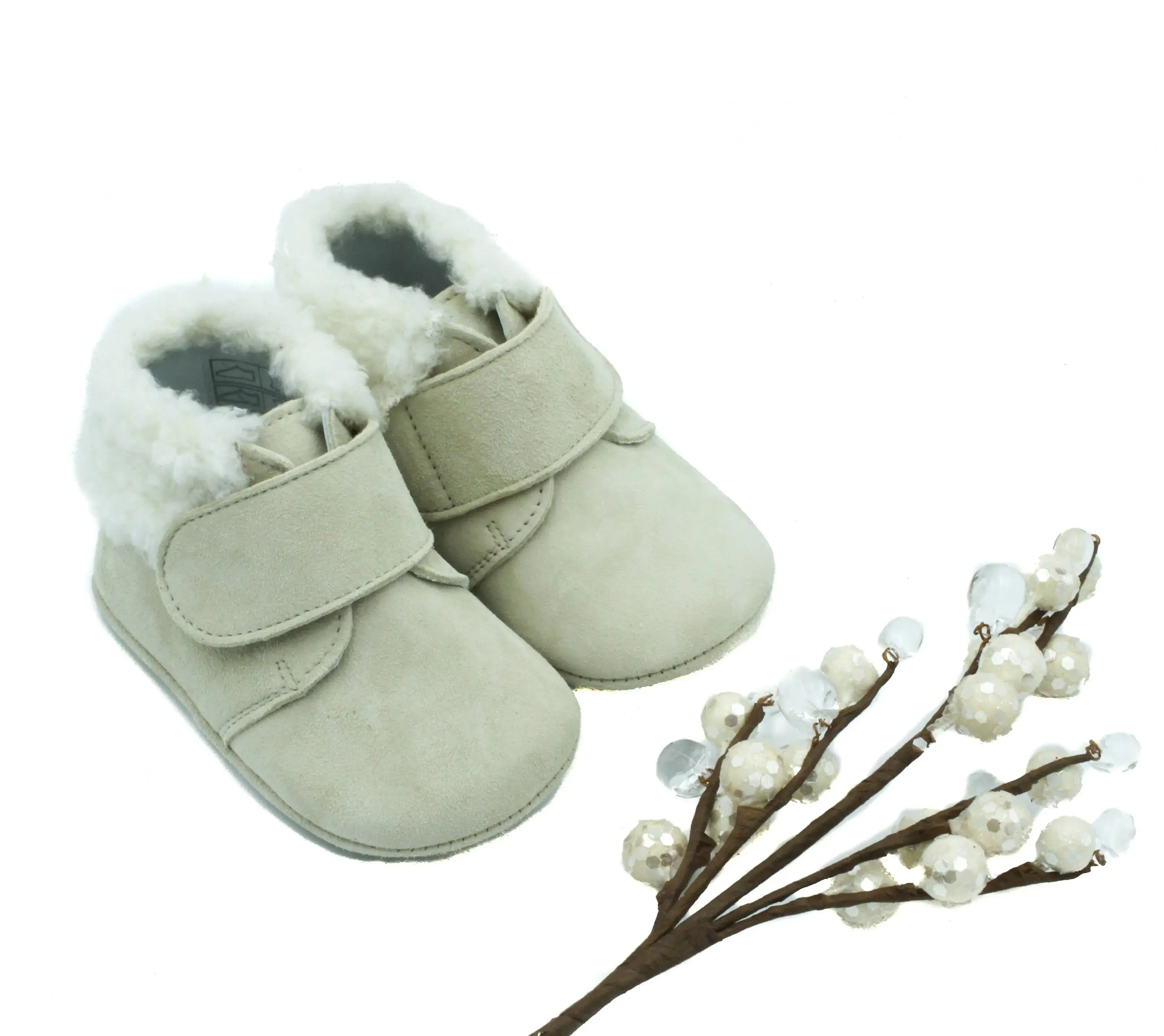 Manuella- Ivory Suede Baby Boots