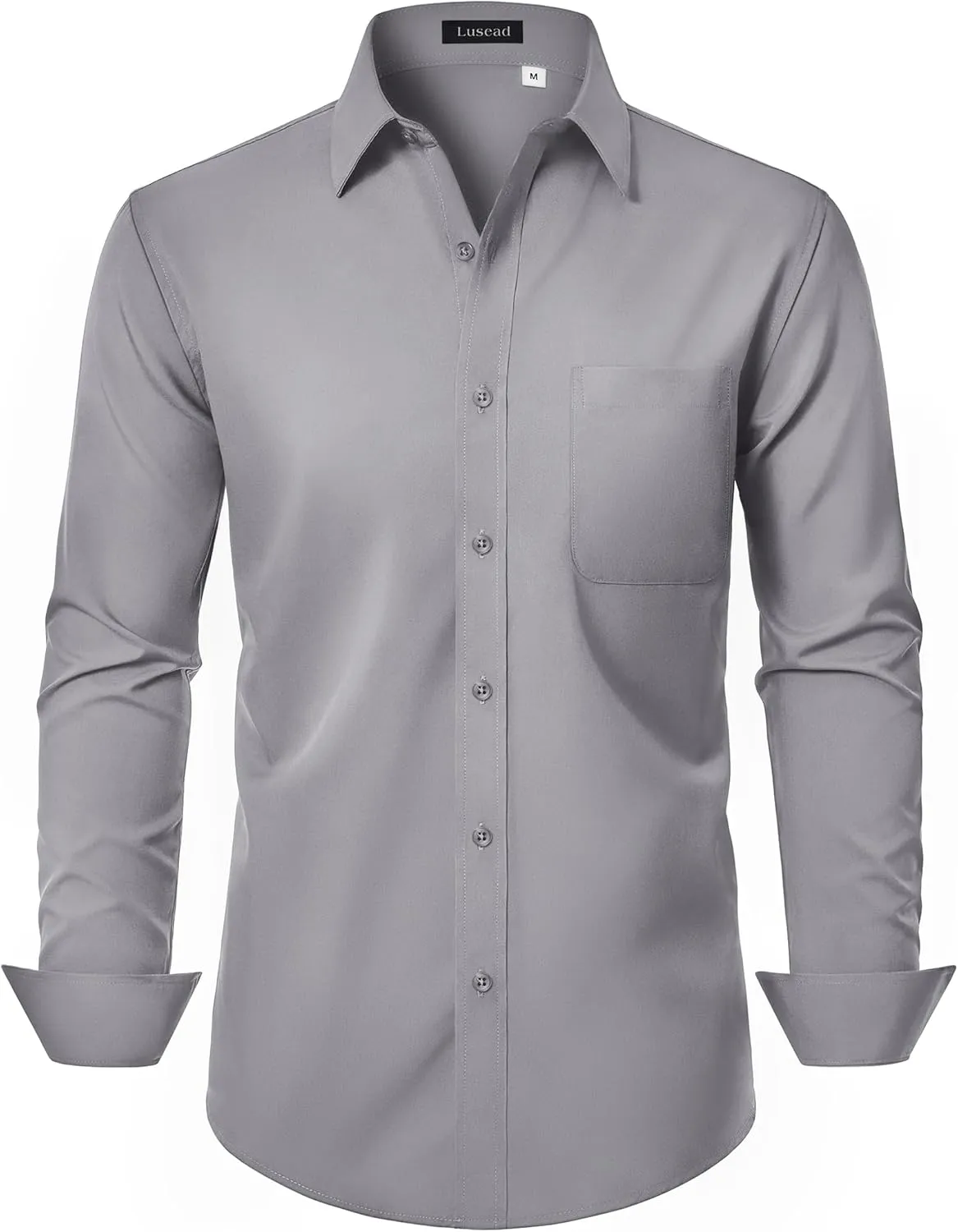Men's Dress Shirts Long Sleeve Stretch Regular Fit Casual Formal Wedding Wrinkle Free Button Down Shirt with Pocket