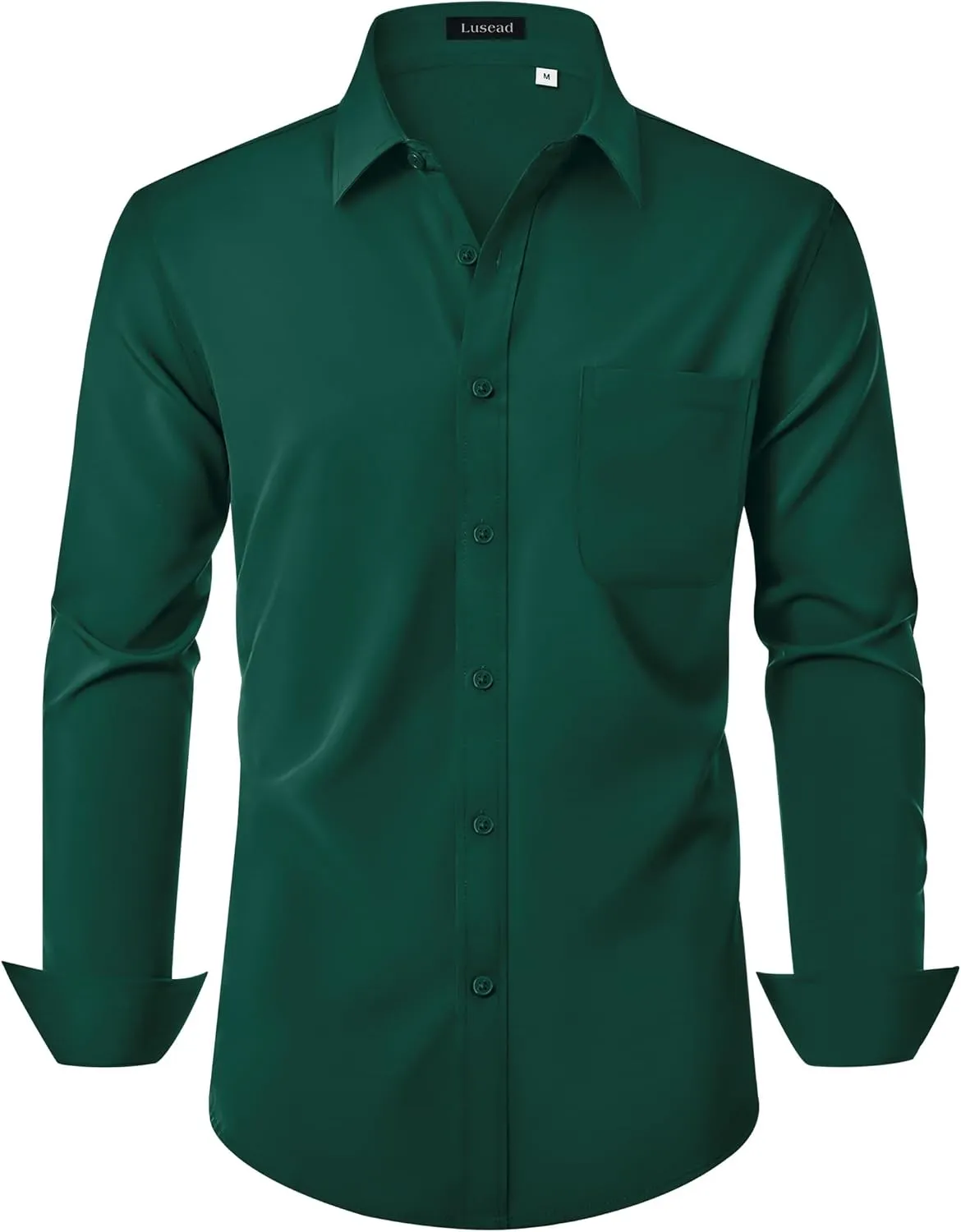 Men's Dress Shirts Long Sleeve Stretch Regular Fit Casual Formal Wedding Wrinkle Free Button Down Shirt with Pocket