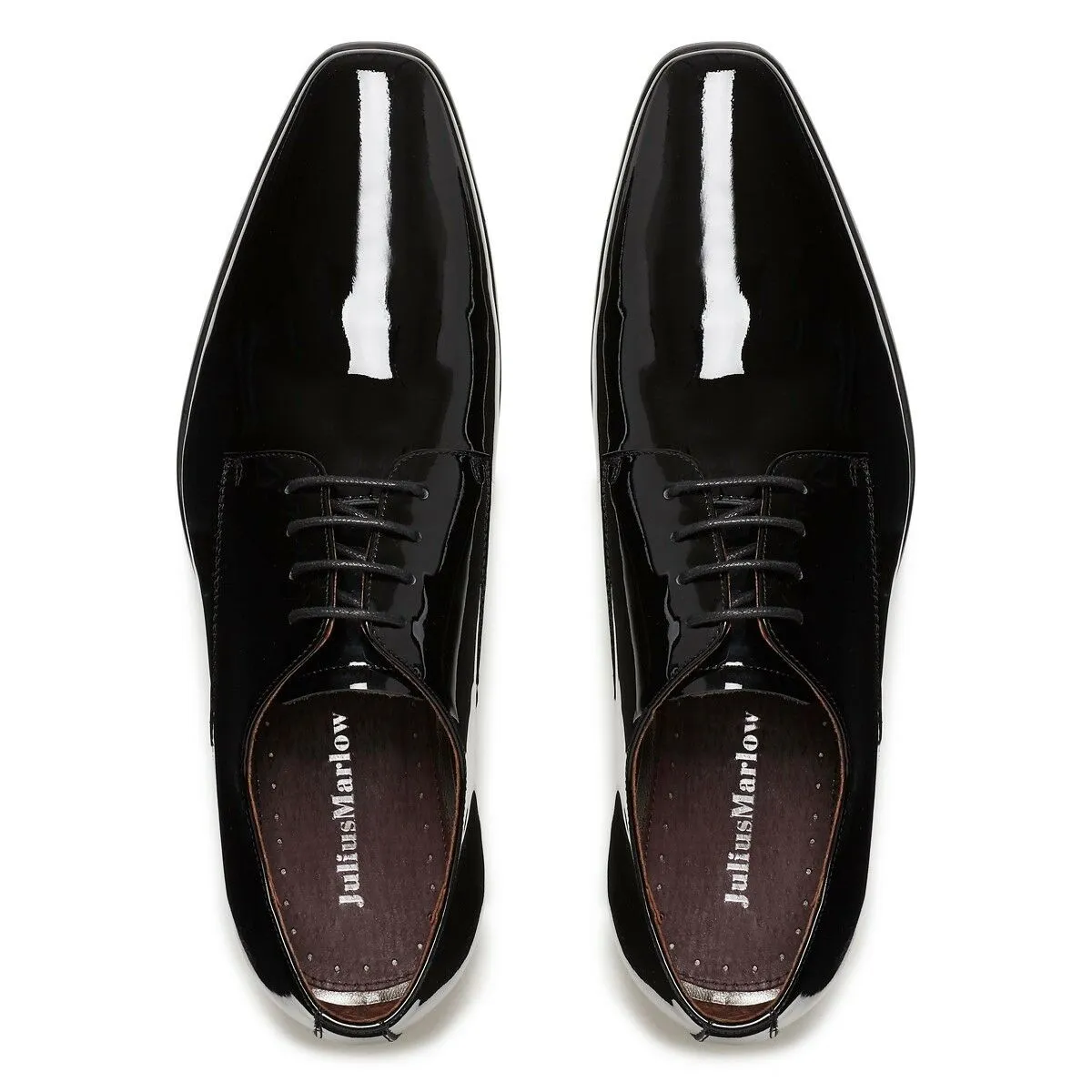 Mens Julius Marlow Jet Work Leather Black Patent Formal Lace Up Shoes