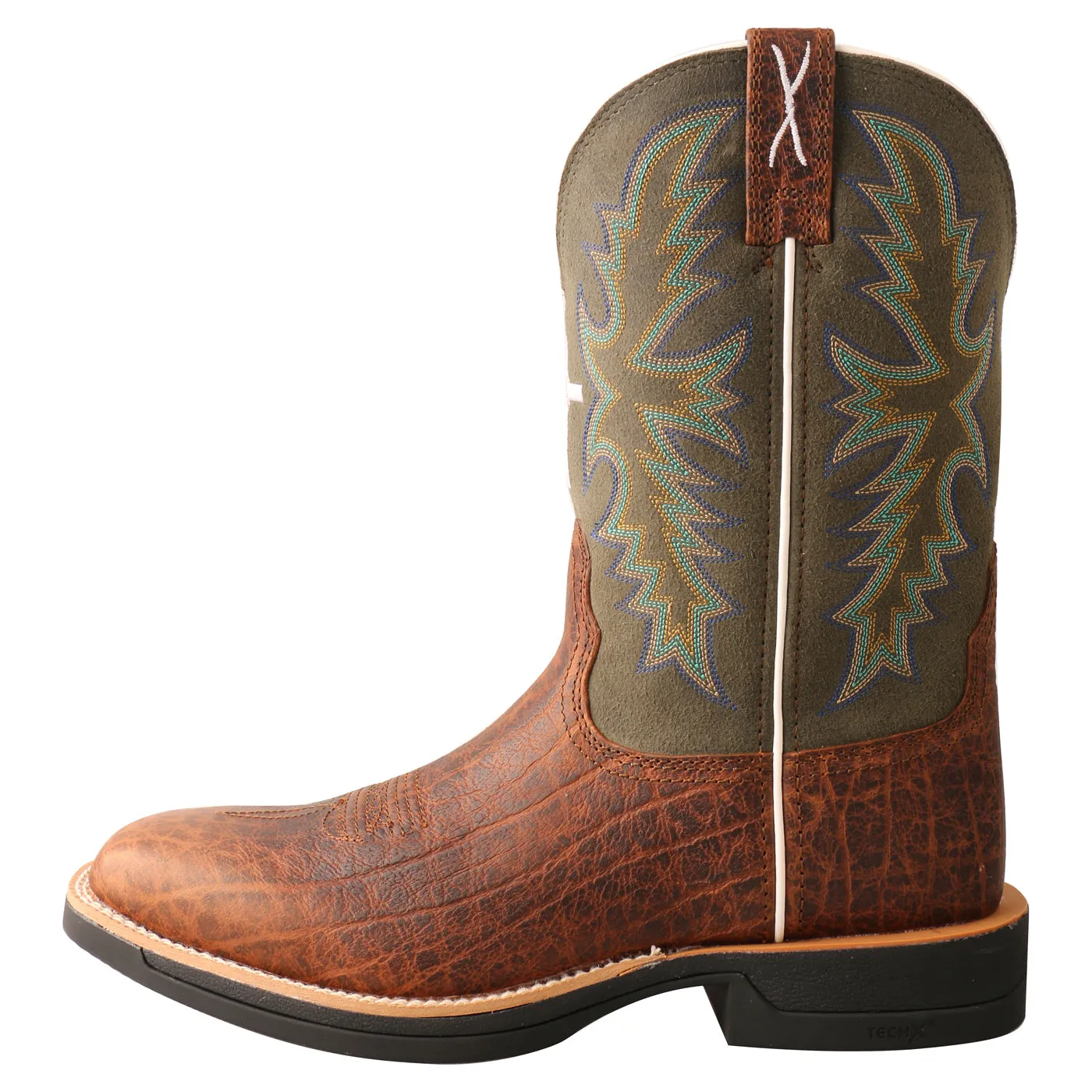Men's Twisted X 11" Tech X Brown/Green Western Boot