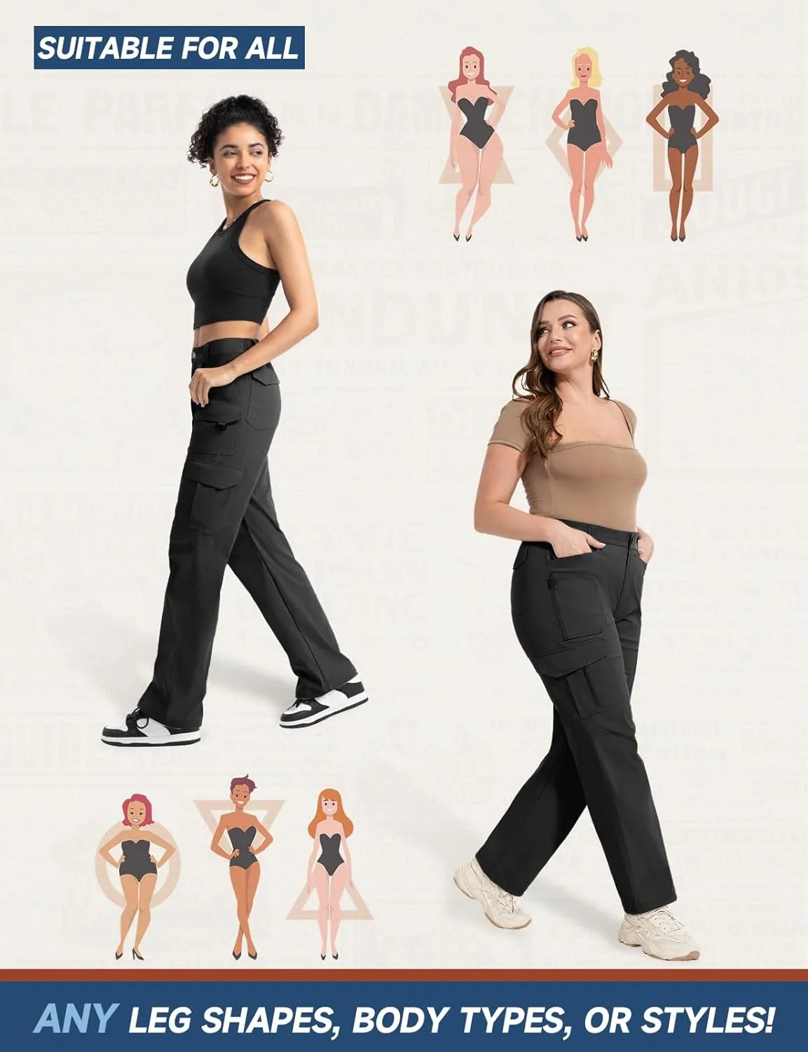 Moosehill Women's-Cargo-Hiking-Pants-High-Waisted Wide Leg Water Resistance Lightweight Stretch for Work Casual Outdoor
