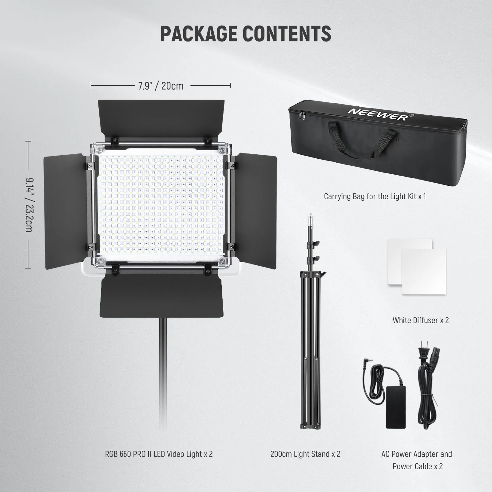 NEEWER 2 Pack Upgraded RGB660 PRO II LED Video Light