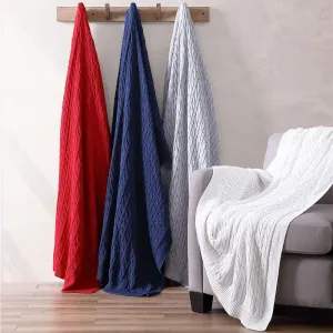 Oak 100% Cotton Cable Knit Throw Blanket