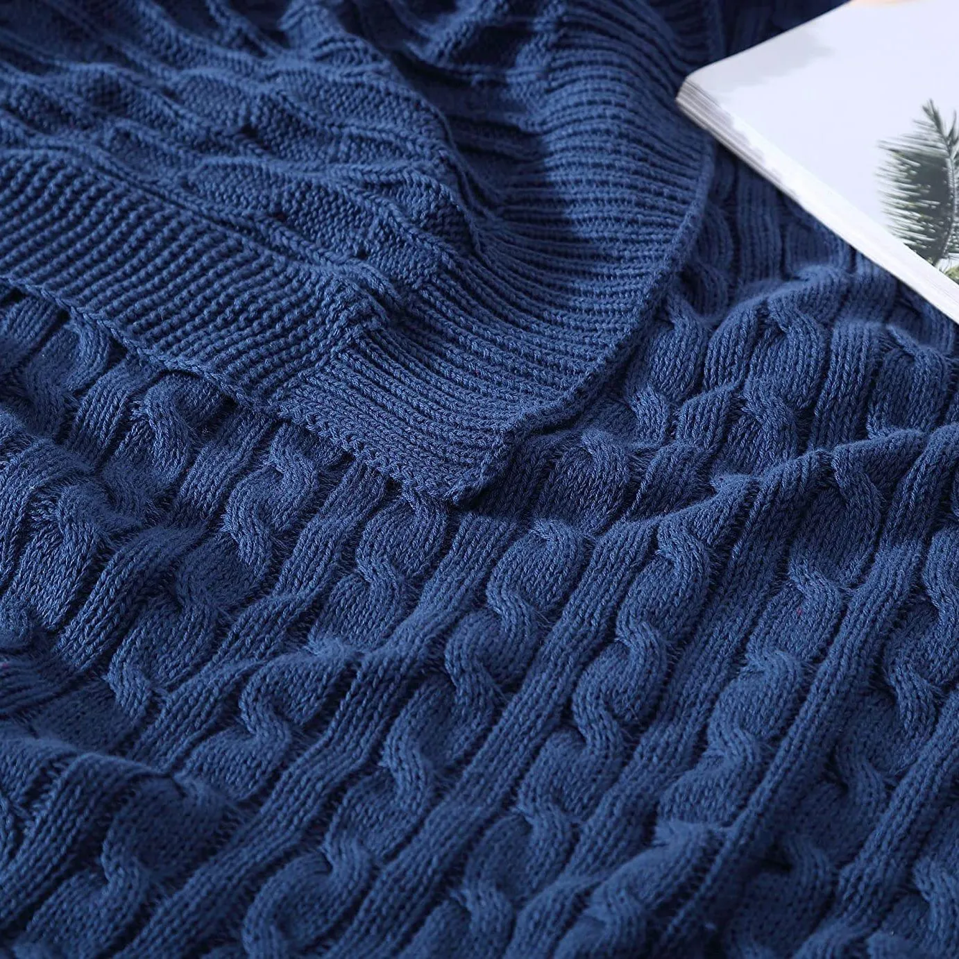 Oak 100% Cotton Cable Knit Throw Blanket