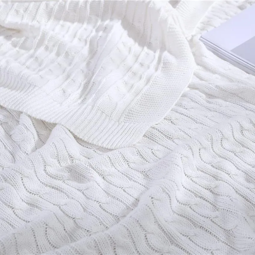 Oak 100% Cotton Cable Knit Throw Blanket