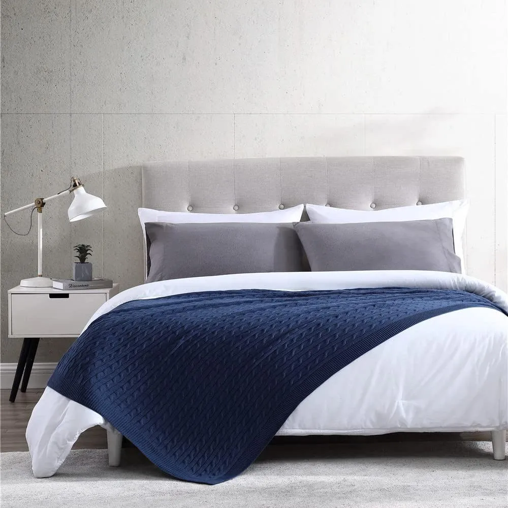 Oak 100% Cotton Cable Knit Throw Blanket