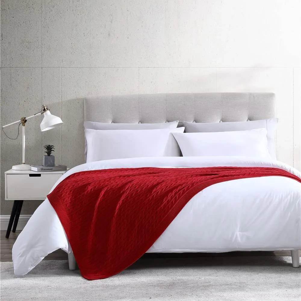 Oak 100% Cotton Cable Knit Throw Blanket