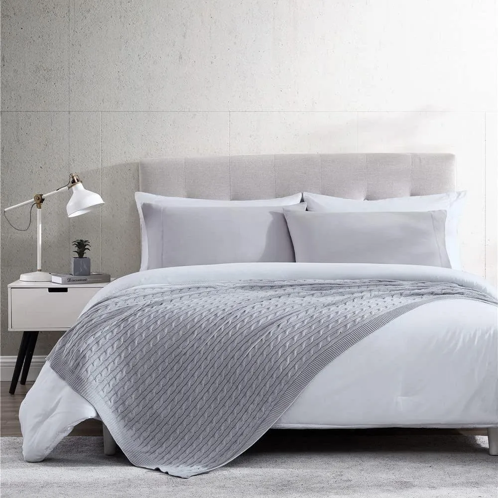 Oak 100% Cotton Cable Knit Throw Blanket