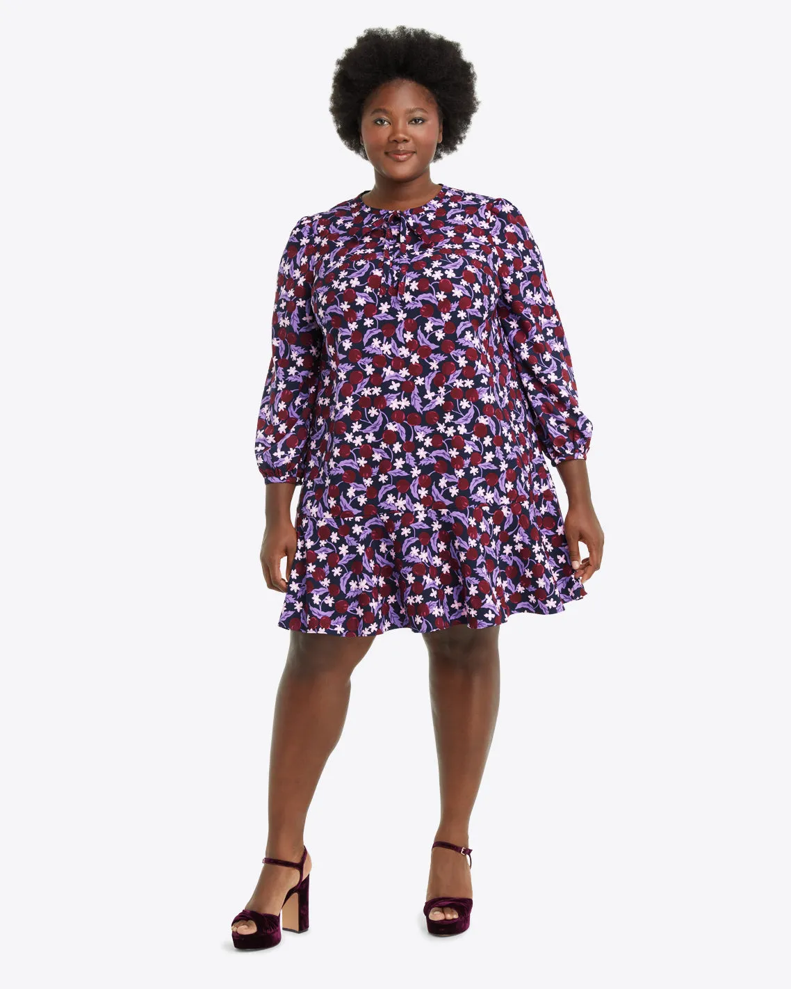 Rosanne Shift Dress in Plum Floral