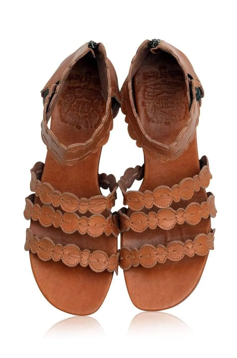 Seaside Leather Sandals in Vintage Tan