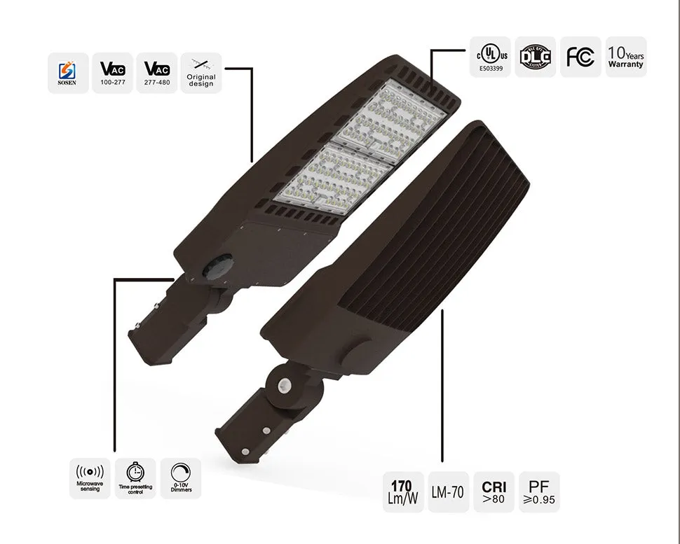 Shoe Box Light WATTAGE SWITCHABLE (100w/150w/200w) 34,000 Lumen (Optional Remote Programmability)