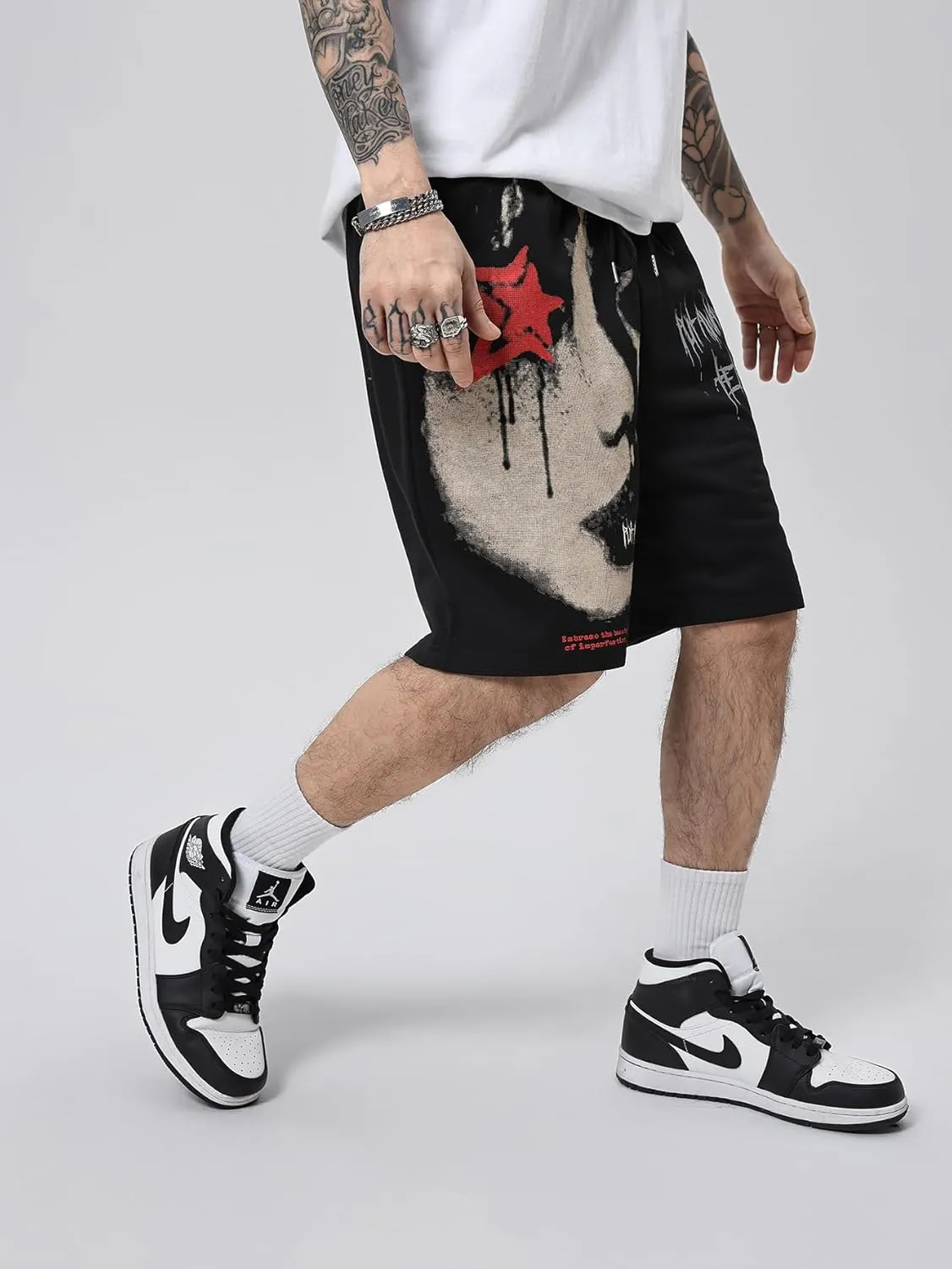 SOLY HUX Mens Graphic Shorts Casual Summer Drawstring Elastic Waist Shorts with Pockets Y2K Streetwear