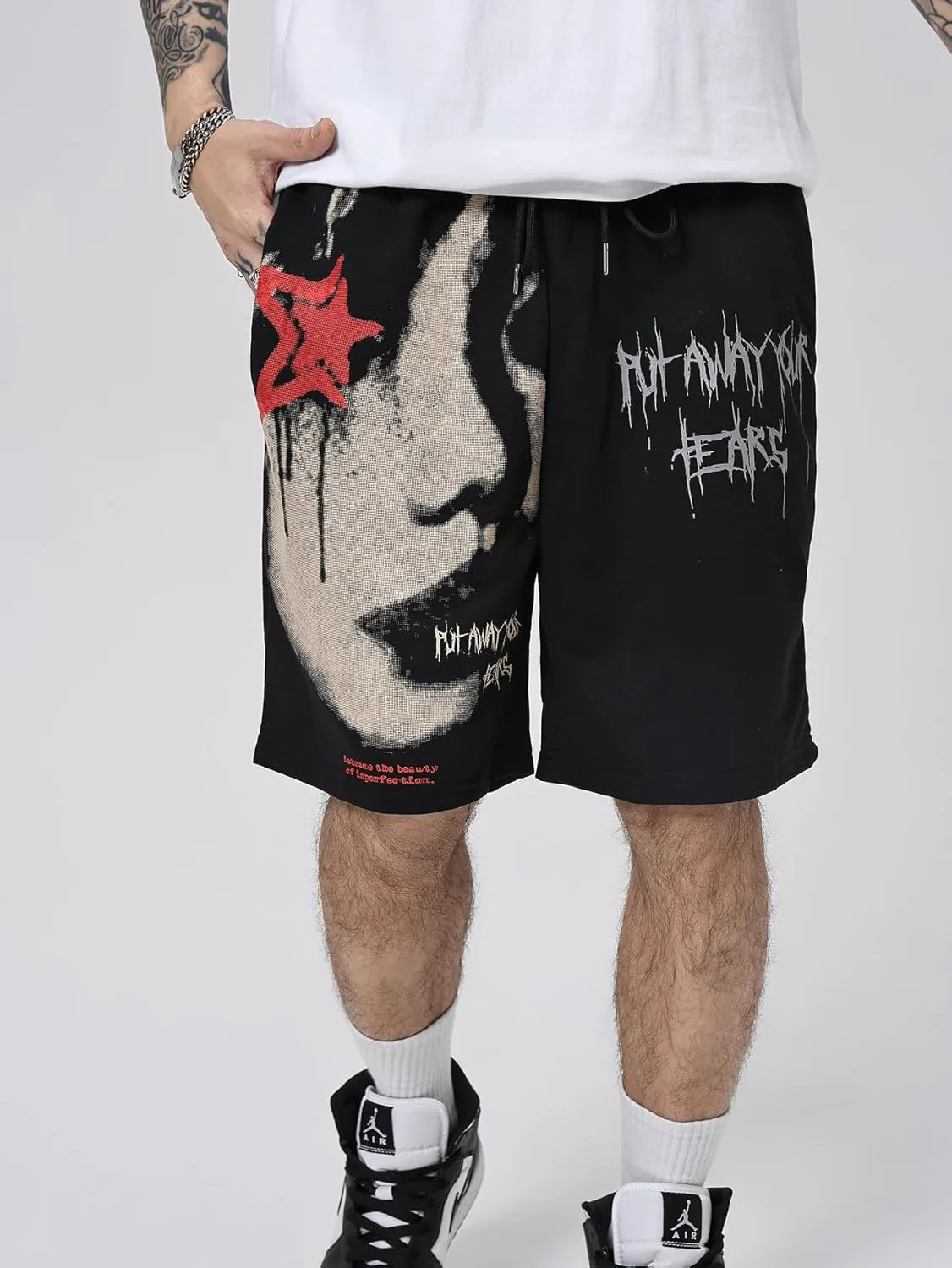 SOLY HUX Mens Graphic Shorts Casual Summer Drawstring Elastic Waist Shorts with Pockets Y2K Streetwear