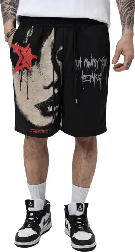 SOLY HUX Mens Graphic Shorts Casual Summer Drawstring Elastic Waist Shorts with Pockets Y2K Streetwear