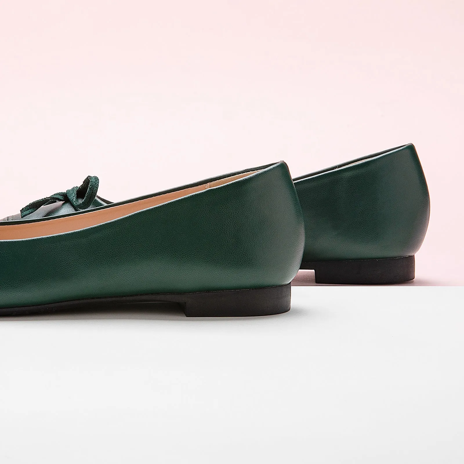 Stitching Toe Ballet Flats (Elena) Dark Green